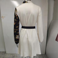 Vestido De Mujer Verano Elegante Con Estampado Largo Cuello V Encaje Casual Vestidos De Cintura Ajustada Moda Europea Y Estadounidense - details 12