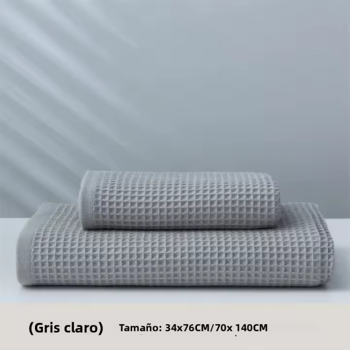 Toalla De Baño De Algodón Waffle Absorbente Suave Y Amigable Con La Piel Tamaño 35x80cm/70x140cm No Fácil De Pelotear - 1