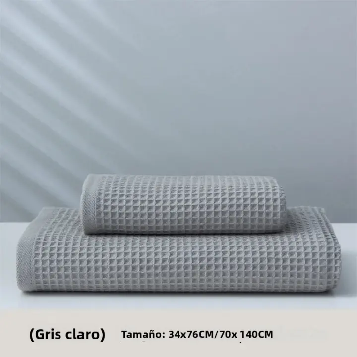 Toalla De Baño De Algodón Waffle Absorbente Suave Y Amigable Con La Piel Tamaño 35x80cm/70x140cm No Fácil De Pelotear - 1