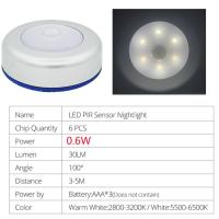 Luz Nocturna Sensor De Movimiento PIR 6LED Inducción Corporal Inalámbrica Detector Automático Encendido/Apagado Para Iluminación Doméstica Al Lado Del Cama - details 4