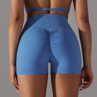 Shorts Deportivos Sin Costuras Cintura Alta Push up Yoga Elásticos Para Gimnasio Y Correr Shorts Transpirables De Poliéster Y Nylon - details 9