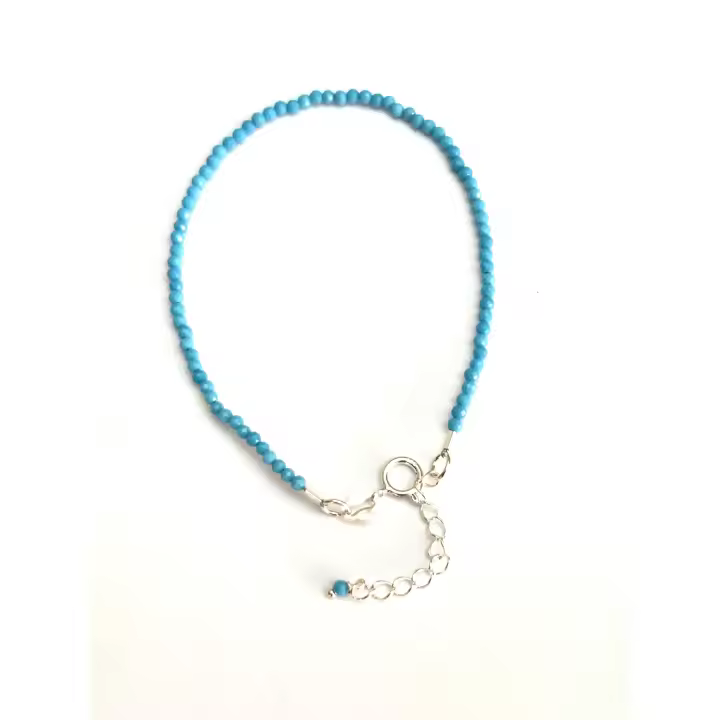 pulsera ajustable piedra natural de turquesa y plata de ley-40ycuatrojoyeria - 1
