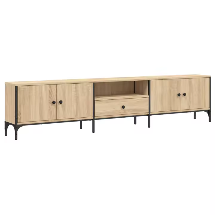 Mueble TV combinadoMueble de TV cajón madera ingeniería roble Sonoma 200x25x44 cm - 1