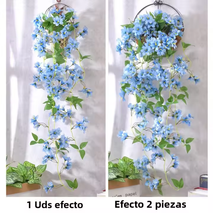 1PCS Flores Artificiales Colgantes En Seda Plantas Silvestres Para Decoración De Jardín Interior Exterior Decoración De Bodas Y Fiestas En Paredes Balcones - 1