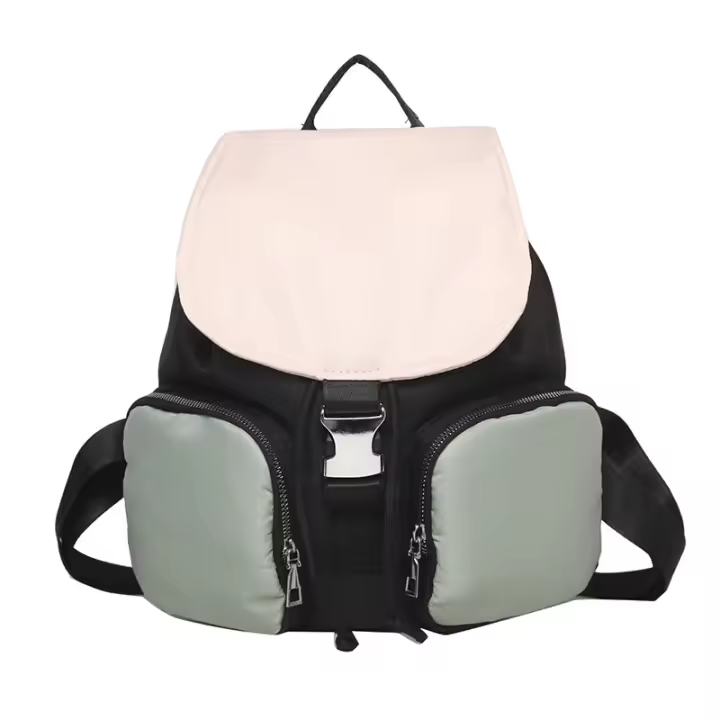 Mochipa pequeña y elegante de Ocio para Mujer, Nuevo Estilo de Verano, mochila de colante contrastante a La Moda para estudiantes universitarios, Bolso de viaje de Ocio. - 1