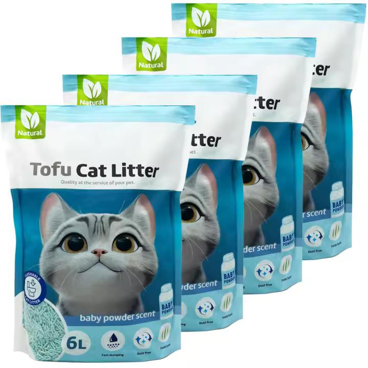 Arena Aglomerante para Gatos Arena de Tofu para Gatos sin Polvo Fácil de Aglomerar Controla los Olores se Lanza en el Inodoro Sabor Baby Powder BPS-15456 - 1