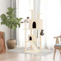 vidaXL Rascador para gatos con postes de sisal 153 cm torre para gatos Color Crema,  Gris claro,  Gris oscuro y mas - details 0