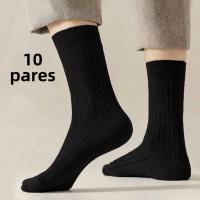 10Pares De Calcetines Negros Clásicos Para Hombres Absorbentes De Sudor Para Negocios Y Deportes Medio Tobillo Poliéster - details 0