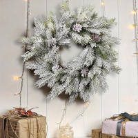 XIYA FLOWER Coronel De Navidad Artificial Con Pino Y Conos De Pino En Blanco Falso Ramas De Pino Y Polvo De Nieve Para Decoración Del Hogar - details 2