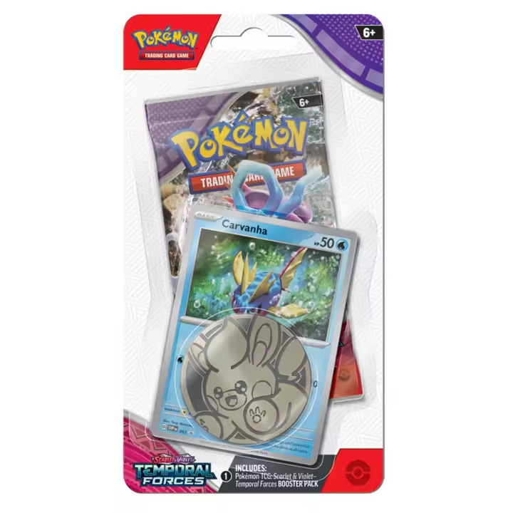 Blister de sobre de cartas Pokémon Scarlet & Violet - Temporal Forces - Carvanha (inglés)  Pokemon MERCHAN-STORE - 1