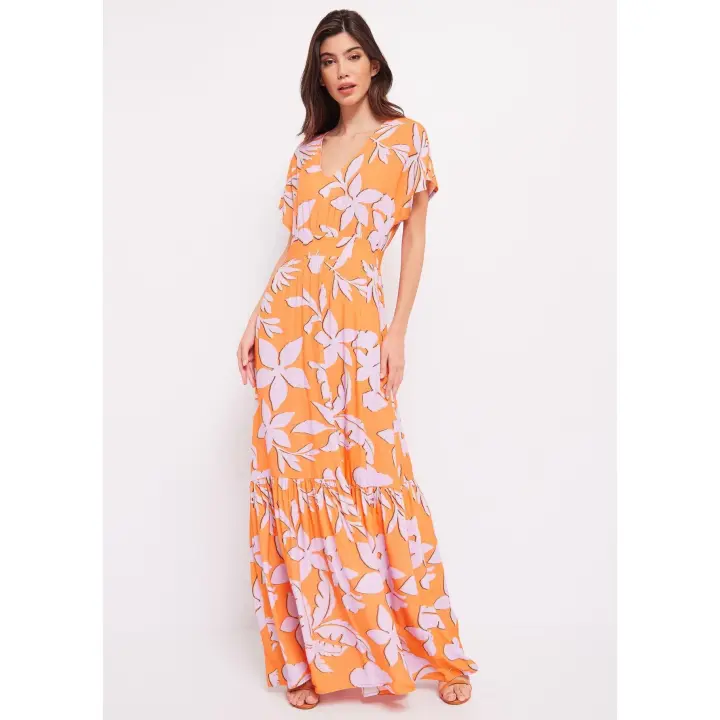 Vestido mujer GAUDI JEANS estampado floral naranja - 1