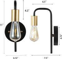 Lámpara De Pared Retro Dorada Y Negra Vintage Para Espejo O Cama Iluminación Moderna Interior Fijación En Superficie Decorativa - details 6
