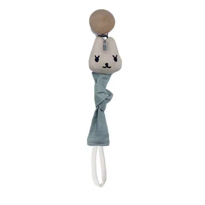 Cadena De Chupete Para Bebe Recién Hecho De Algodón Y Madera Ecológica - 1
