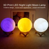 Lámpara De Luna LED 8cm Luz Nocturna Con Base Regalo Para Niños Decoración Para Dormitorio Luz De Noche Con Estrellas - details 2