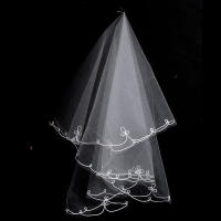 Velo De Boda Corto Y Sencillo En Tulle Dos Capas Con Cepillo Blanco Ocre Para Novia Accesorios De Boda Para Matrimonio - details 14