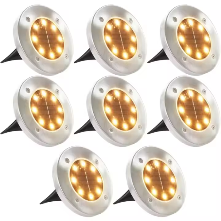 Lámparas solares de suelo 8 unidades luces LED blanco cálido - 1