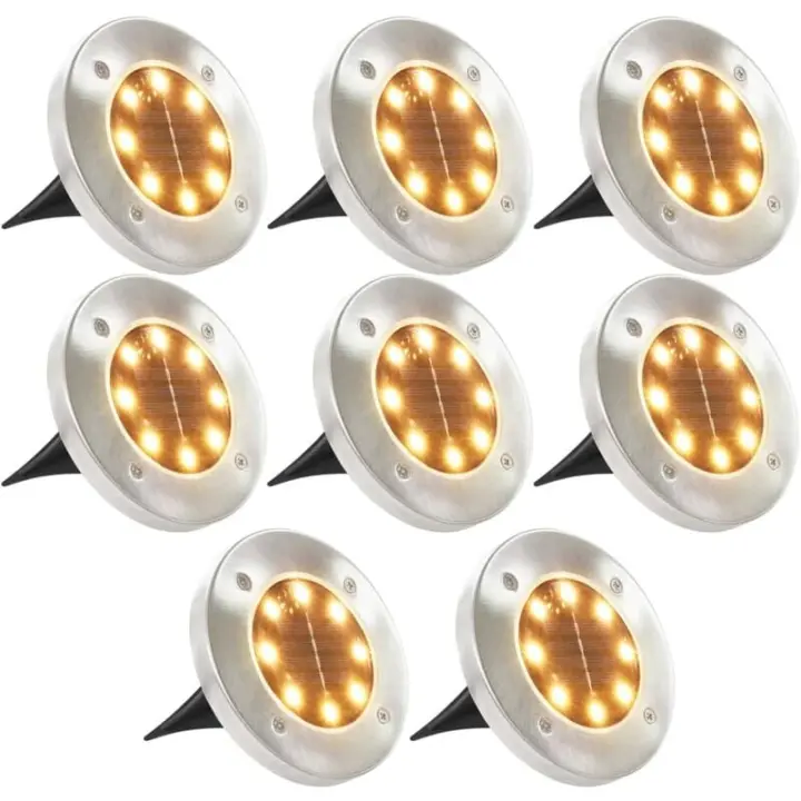 Lámparas solares de suelo 8 unidades luces LED blanco cálido - 1