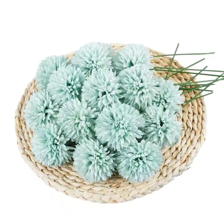 Flores Artificiales 10 piezas Bola de crisantemo de Seda - 1
