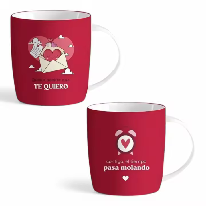 Set de 2 Tazas Mug de Cerámica con Frases Románticas 350ml❤️☕ Dcasa - 1