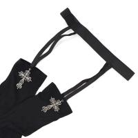 Medias De Rodilla Alta Para Mujer Color Sólido Con Decoración De Cruz Estilo Lolita Cosplay Gótico Finas Y Transpirables - details 2