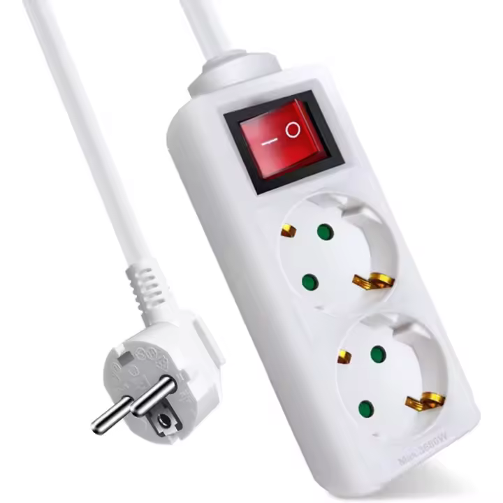 Regleta con Botón de Encendido | 2, 3, 4 y 5 Enchufes | Cable de Seguridad | Protección Contra Sobrecarga - 1