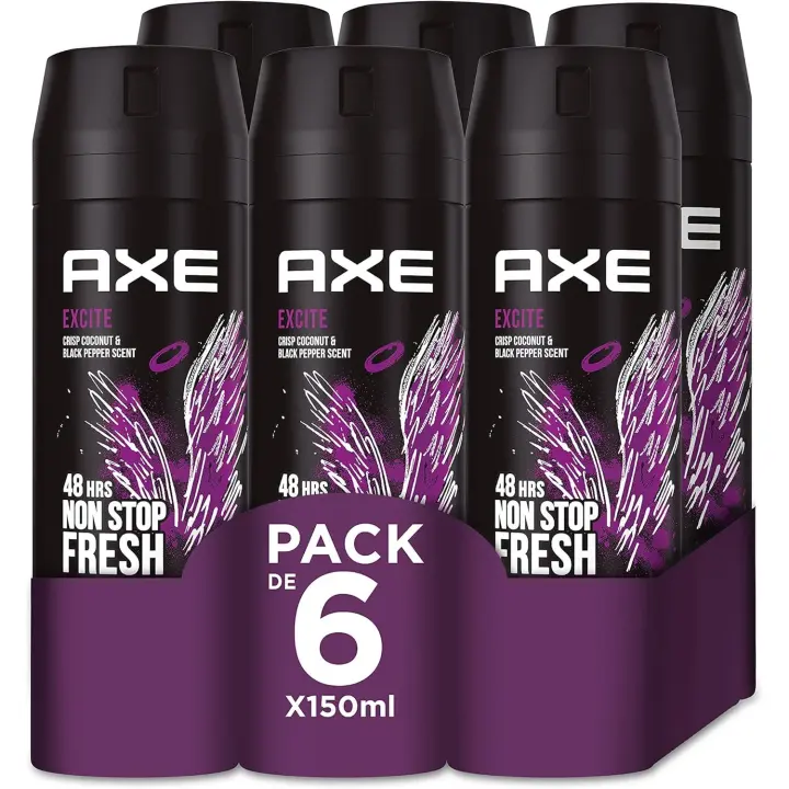 Axe Excite Desodorante Aerosol - 150 ml - Pack de 6 botes - 1