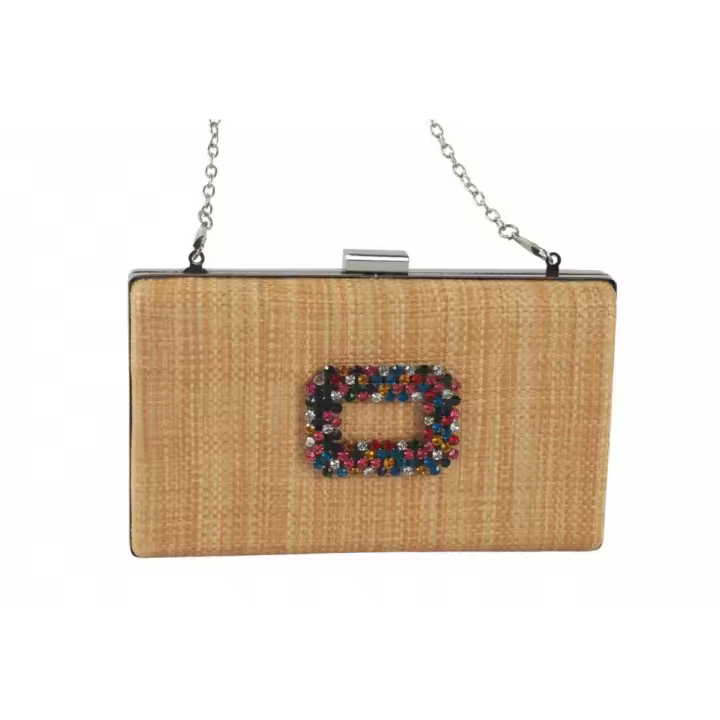 Carteras de fiesta KTEY 282 232 F CLUTCH RAFIA HEBILLA CIRCONITAS MULTICOL - 1