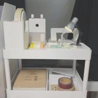 Estante Multifuncional Doble Capa Para Escritorio Organizador De Cosméticos Y Artículos Domésticos Ecológico De Plástico - details 1