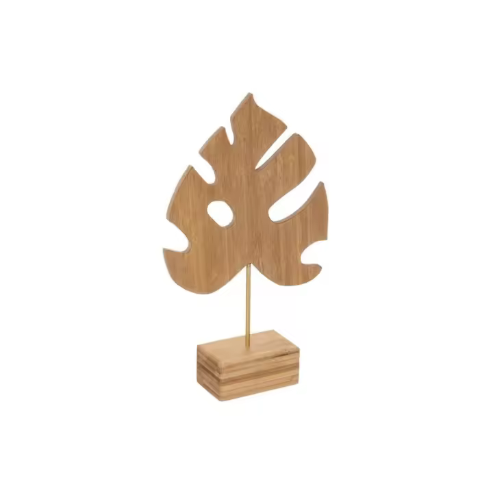 FIGURA DECORATIVA DE HOJA PALMERA CON BASE DE BAMBÚ - 1
