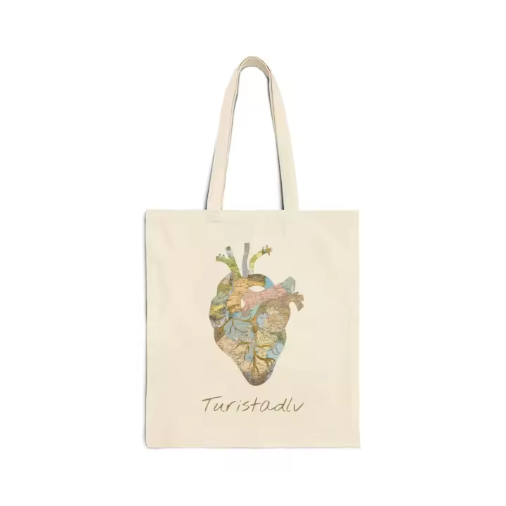 Tote Bag corazón, bolsa de lona de viajero, regalo de viaje, bolsa de excursión, bolsa de ecológica - 1