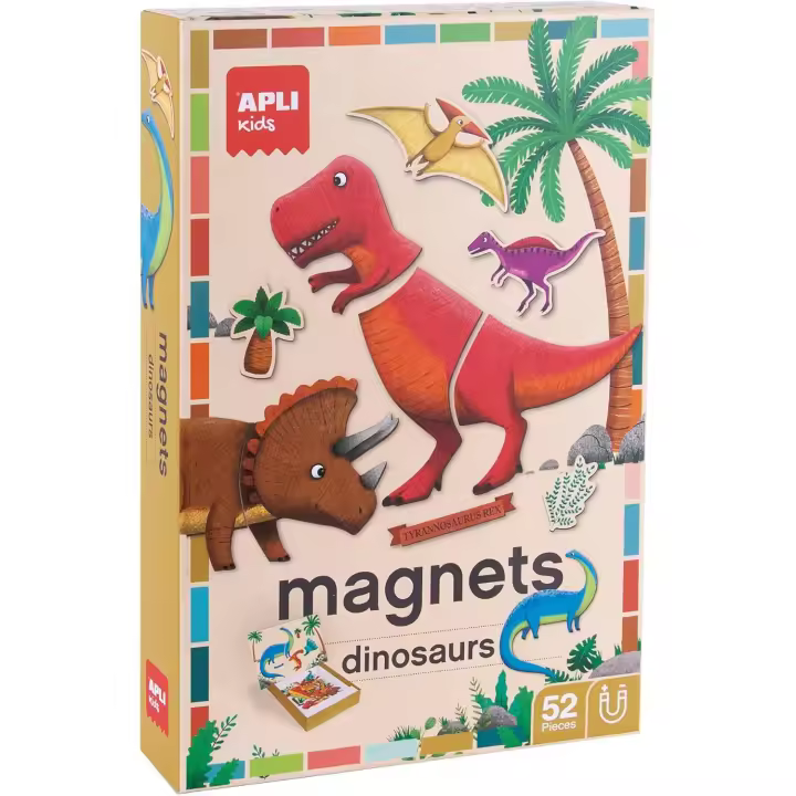 APLI Kids 19233 - Juego magnético Fun Dinos - Tablero con 52 piezas magnéticas de dinosaurios - Recomedado para niños a partir de 4 años - 1