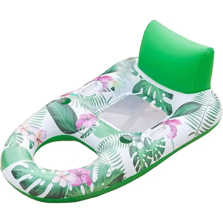Flotadores inflables para piscina, tumbona de agua de PVC, asiento flotante multiusos de 55.9 x 32.3 pulgadas, diseño compacto apto para viajes, colchón de aire para fiestas de natación, patio trasero - 1