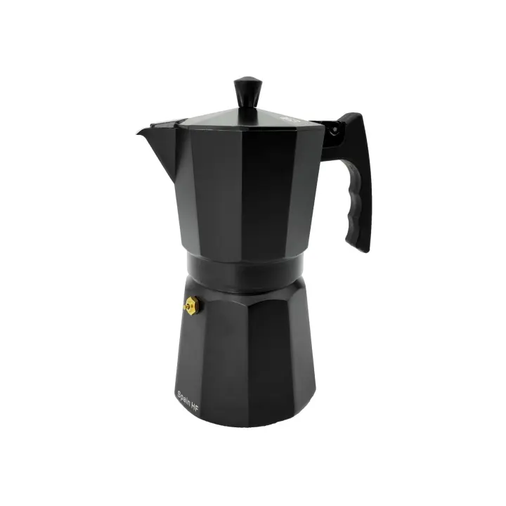 HAPPY FRIENDS Cafetera Italiana Espresso de Aluminio Serie AFRICA para Vitro Gas Electrica. Cafetera de distintos tamaños 1/3/6/9/12 Tazas - 1