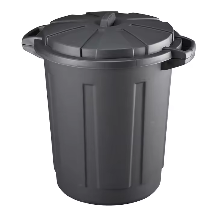 CUBO DE BASURA DE COMUNIDAD 80 LITROS COLOR NEGRO CON TAPA MONDEX - 1