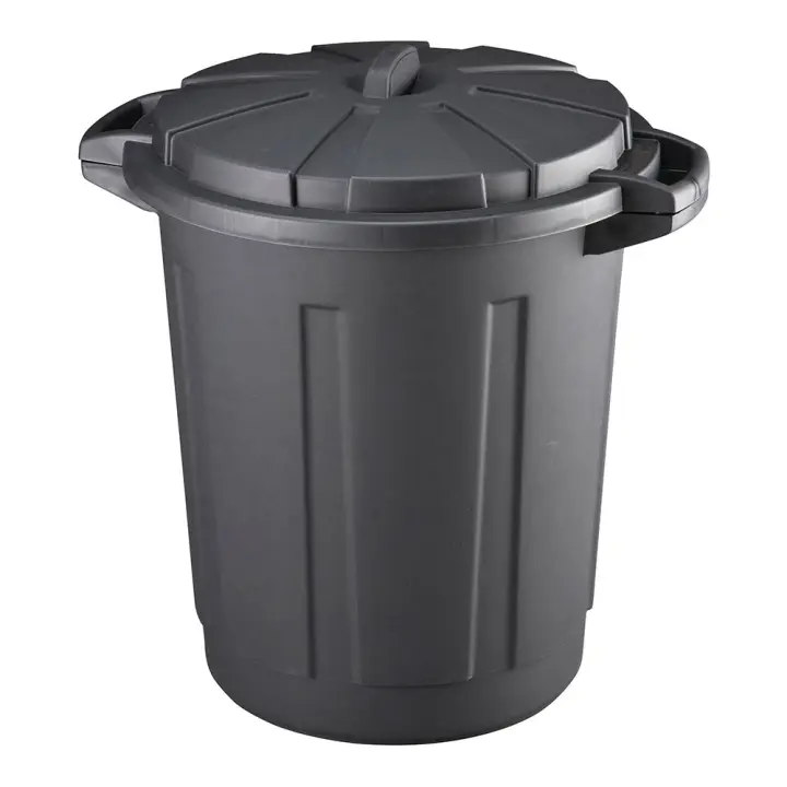 CUBO DE BASURA DE COMUNIDAD 80 LITROS COLOR NEGRO CON TAPA MONDEX - 1