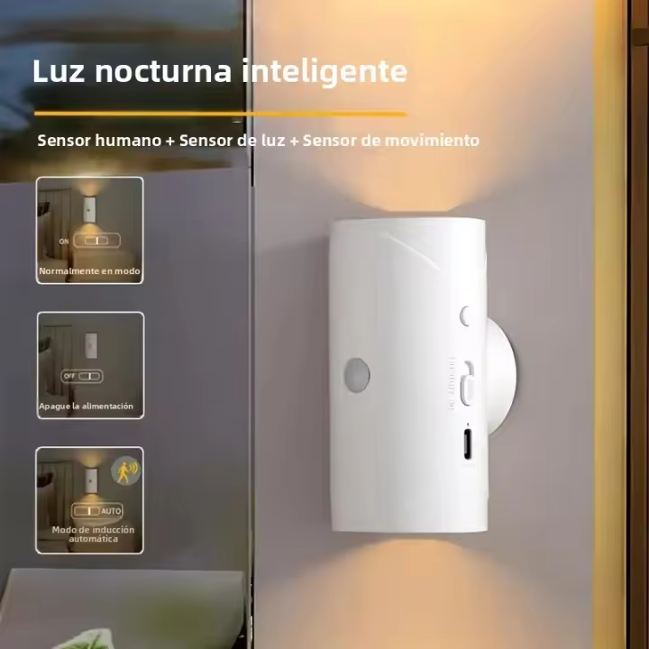 Lámpara De Noche LED RGB Con Sensor De Movimiento Recargable Y Sensor Magnético Luz Ambiental Dimmable Para Interior - 1
