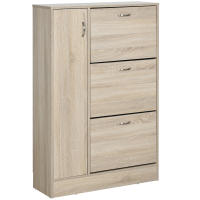 HOMCOM Armario Zapatero de 2 en 1 para Zapatos Mueble Almacenaje Paraguas Gran Espacio Estante Ajustable en 2 Niveles Capacidad de 12 pares 79x26x120 cm Madera - details 0