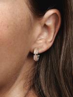Pandora - Pendientes de aro con logo y pavé en dos tonos de Pandora Signature - Plata de ley, baño de oro rosa de 14 k - details 0