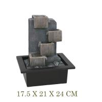 Gissed Fuente Decorativa de Agua en Resina con Diseño Escalonado – Estilo Zen para Hogar, Oficina y Espacios Relajantes – Flujo Suave de Agua con Bomba Incluida – Ideal para Aromaterapia, Feng Shui y Meditación – Medidas 17.5 x 21 x 24 cm – Decoración con - details 1