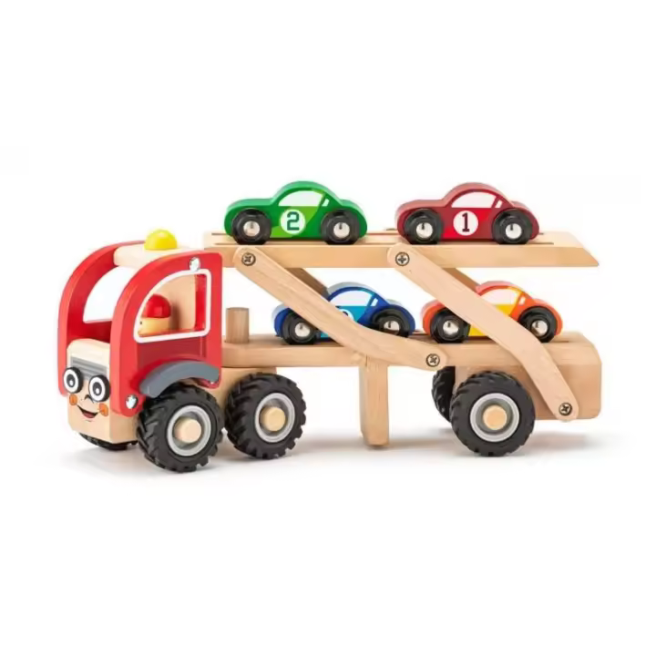 Camion de Madera con Cochesde madera y ruedas de goma  Woody - 1