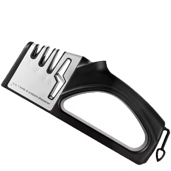 Afilador de cuchillos, 4 en 1 afilador de cuchillos manual de cocina profesional, versión mejorada día 4 pasos afilador de tijera, piedra de cerámica para afilar de precisión - 1