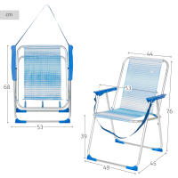 AKTIVE Silla playa plegable, Silla baja de playa, Azul rayas, 44x45x76 cm, Incorpora topes antivuelco, Asa de hombro, Soporta 110 kg, Sillas de playa, Sillas de playa bajas, Sillas de playa plegables, Sillas plegables de playa - details 3