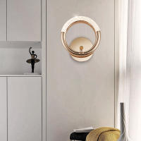 Lámpara De Pared Moderna Nórdica De Lujo Con Base De Hierro Y Sombrilla De Acrílico Iluminación Nocturna Exquisita Para Decoración De Dormitorio Luz LED Para Sala De Estar Y Estudio - details 2