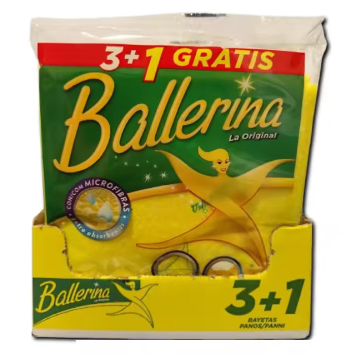 45 UNIDADES BAYETA  AMARILLA  BALLERINA MEJORADA EXTRASUAVE 3+1, PACK 15 - 1