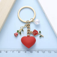 Llavero Elegante De Rosa Y Perla Para Hombres Y Mujeres Regalo Romántico De Amor Clásico De Zinc Alloy Medio OJO - details 5