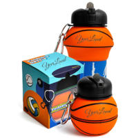 Botella de agua plegable para niños y niñas sin bpa. Cantimplora infantil para camping, personalizada con tu deporte. Balon de agua compacto para regalo barato y original. Pelota reutilizable de silicona para viaje, colegio, gimnasio, running... - details 0