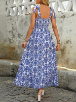 Vestido Sin Mangas De Cuello Cuadrado Con Laciado Elegante Para Mujer Estilo Francés De Verano Vestido De Fiesta De Vacaciones - details 1