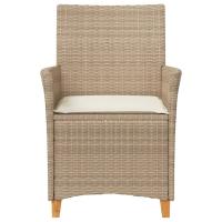 vidaXL Sillas de jardín con cojín 2 uds ratán PE beige y madera acacia - details 3