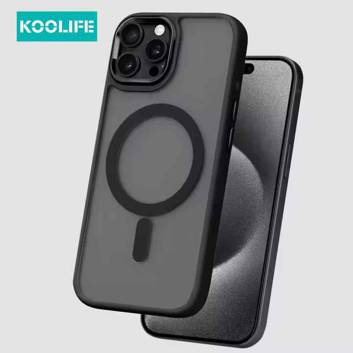 Funda Magnética De Teléfono Koolife Con Carga Inalámbrica Y Acabado Electroplated Frosted Para iPhone 11 12 13 14 15 16 pro Max Material PC+TPU Resistente Al Polvo - 1
