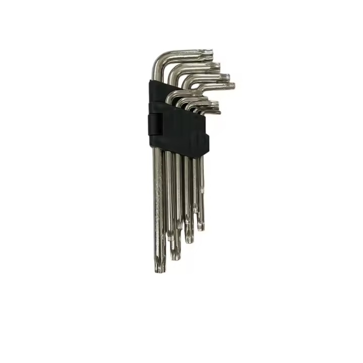 Juego de 9 Llaves Hexagonales Torx con Estrella Allen de Brazo Corto y Orificios de Extremo de Seguridad T10-T50 - 1